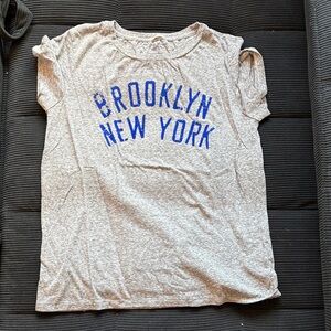 Denim & Supply Ralph Lauren Gray Tee with Blue Brooklyn Print